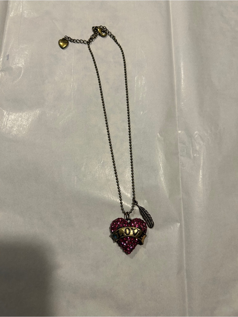 Vintage Betsey Johnson Love Heart Pendant Necklace